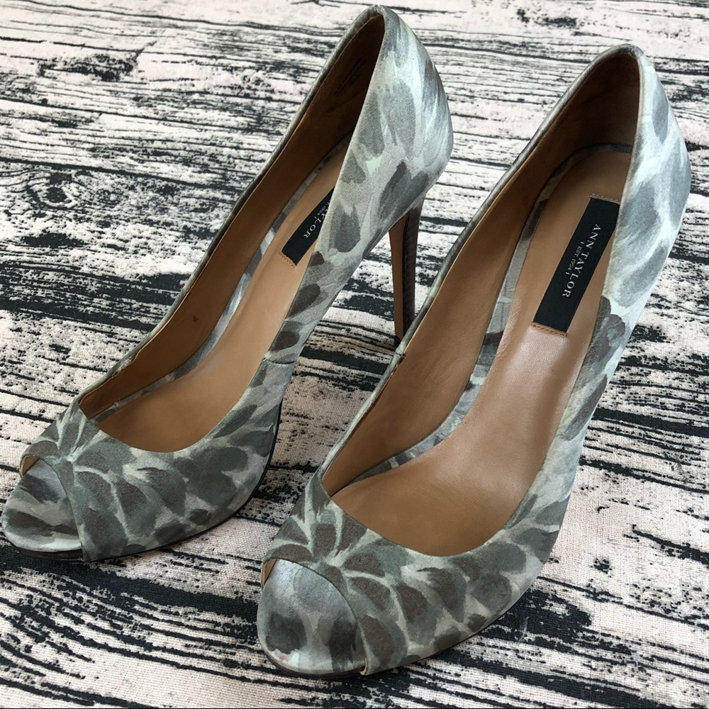 Ann Taylor Camo Peep-Toe Heels